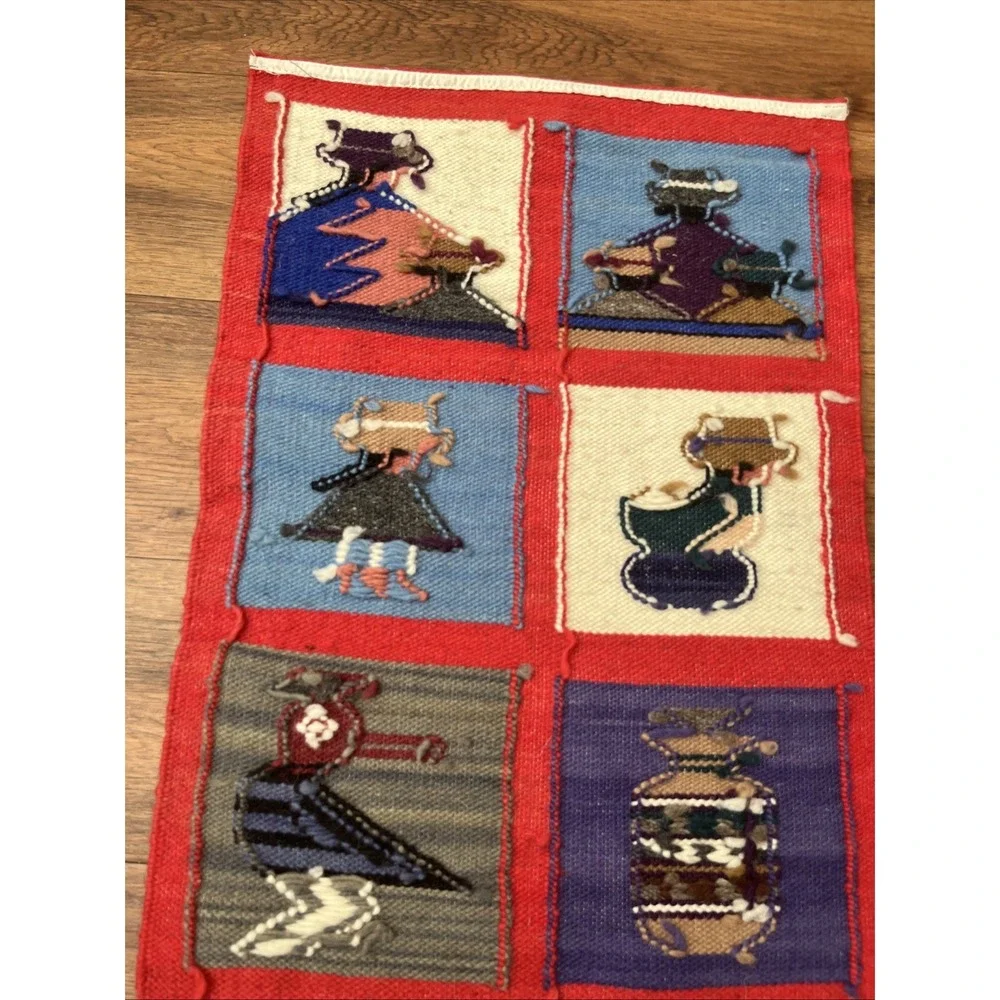 Handmade In Ecuador Handwoven Wool Bird‎ Tapestry Wall Hanging Rug Folk Art 26